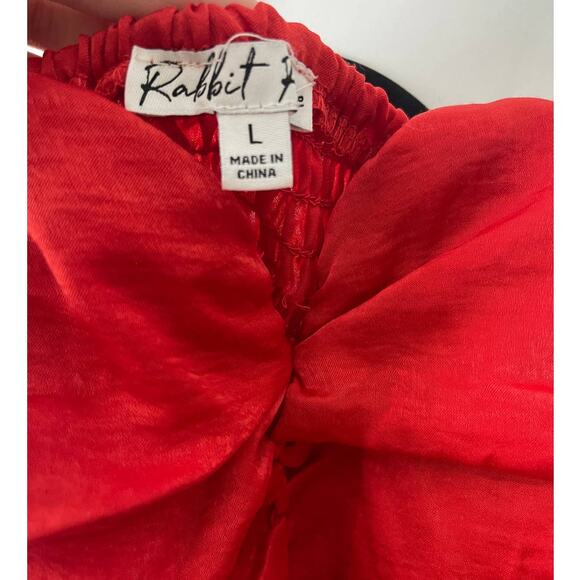 Rabbit Rose Womens Ruched Smocked Red Cropped Tank Top Bustier NEW Large - Picture 6 of 9